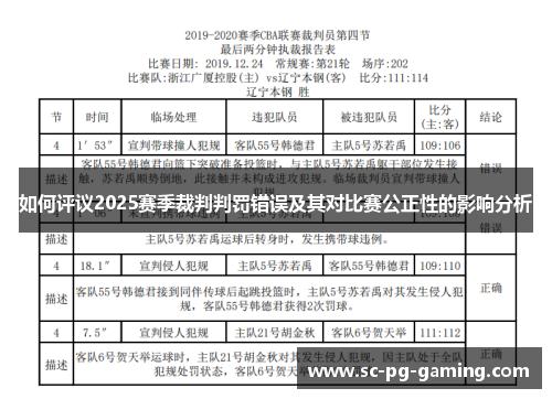 如何评议2025赛季裁判判罚错误及其对比赛公正性的影响分析